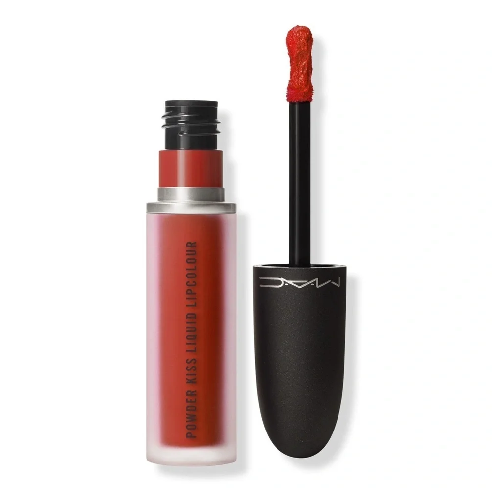 🆕 MAC Powder Kiss Liquid Lipcolor Longwear Lipstick devoted to chili - burnt red